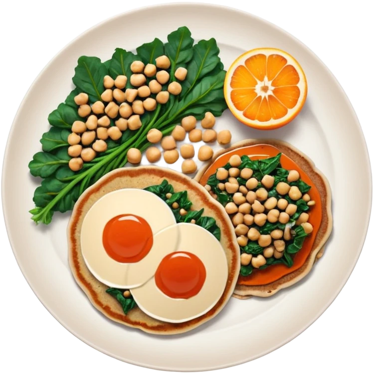 Buckwheat pancakes Buckwheat pancakes with stuffing of kale, spinach, chickpeas, mushrooms and onions, served with tomato-orange sauce and roasted seeds + salad of beets, oranges, celery, carrots with dressing. emoji