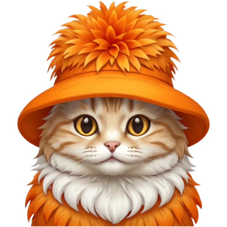cat with orange feathered hats emoji