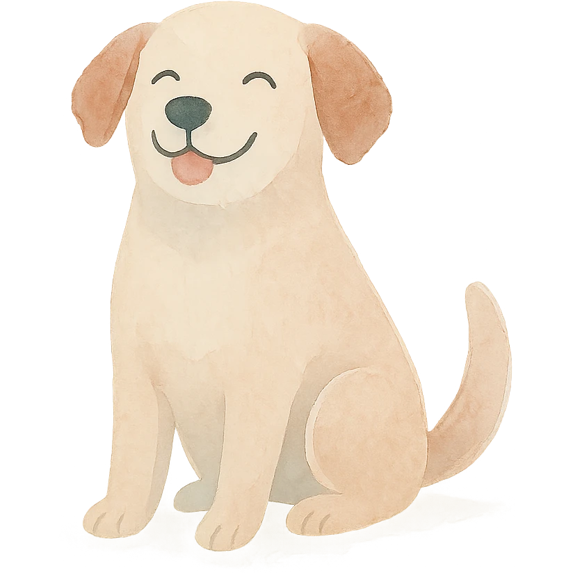 happy dog in watercolor art style emoji