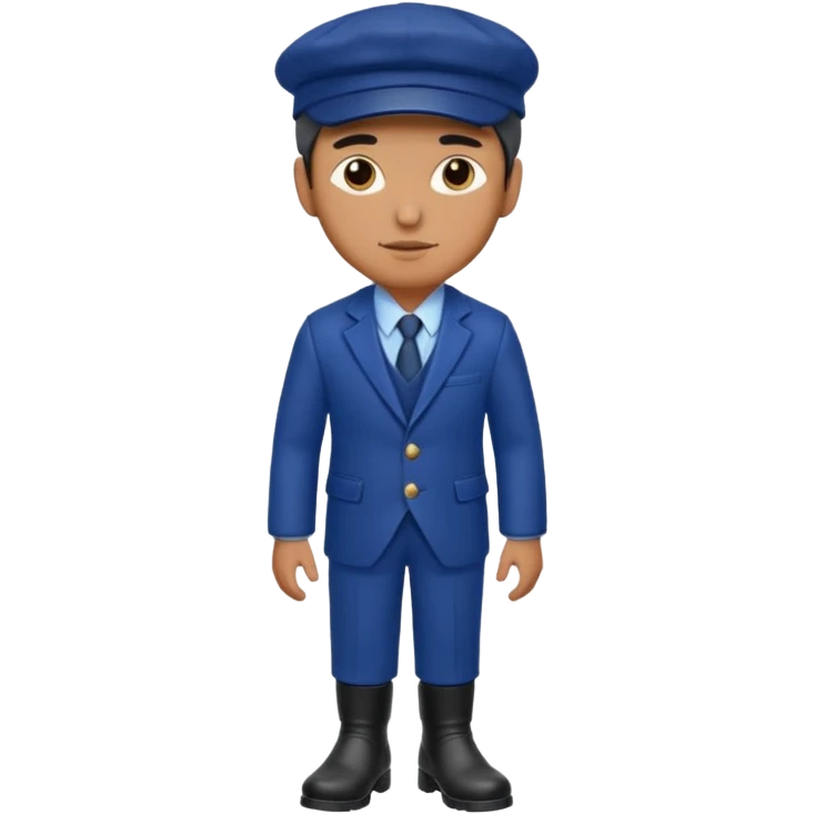 A Man Wearing Blue Cap With The Indigo Coat And Suit An black Boots emoji