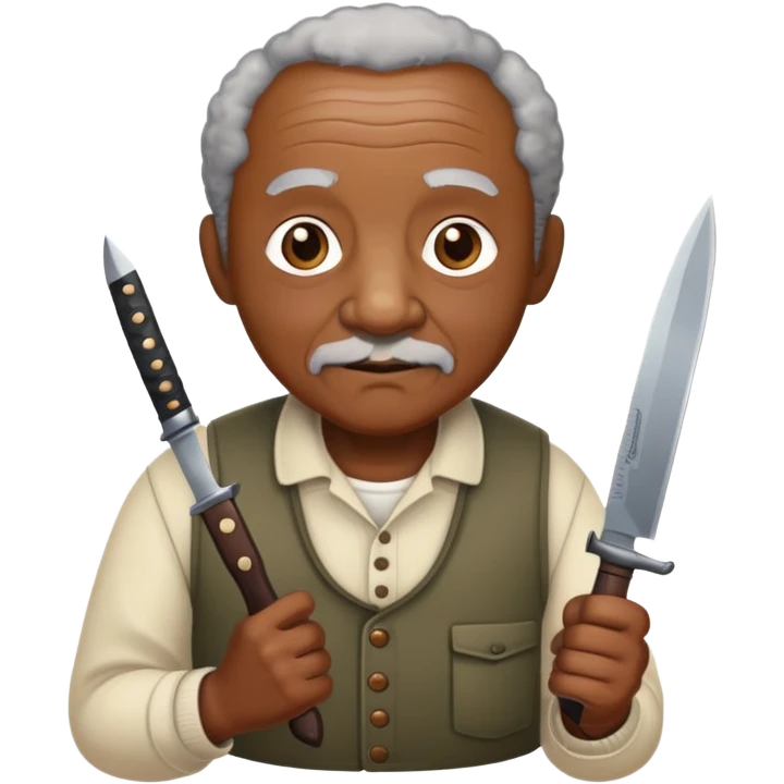 black grandpa with a knife emoji