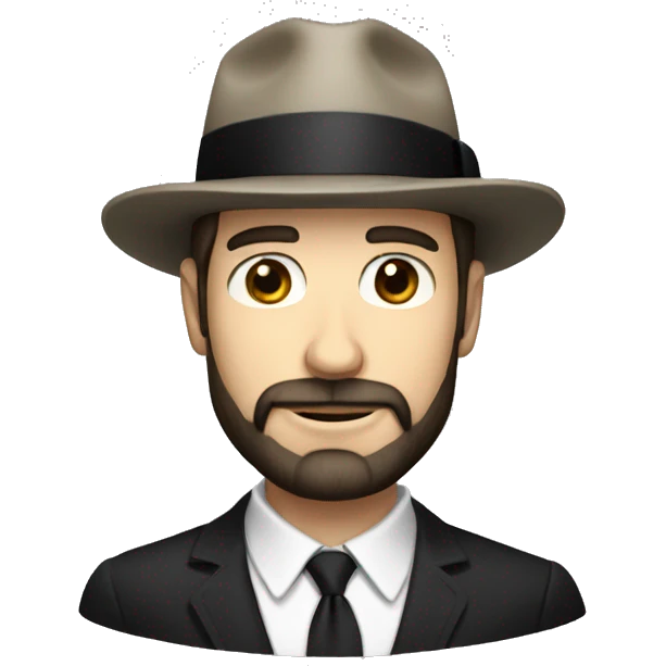 White skinned man with a tiny black beard and small black fedora emoji