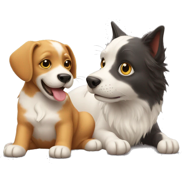 Cat and dog playing emoji
