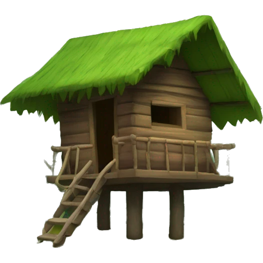 Tree hut in the rainforest  emoji