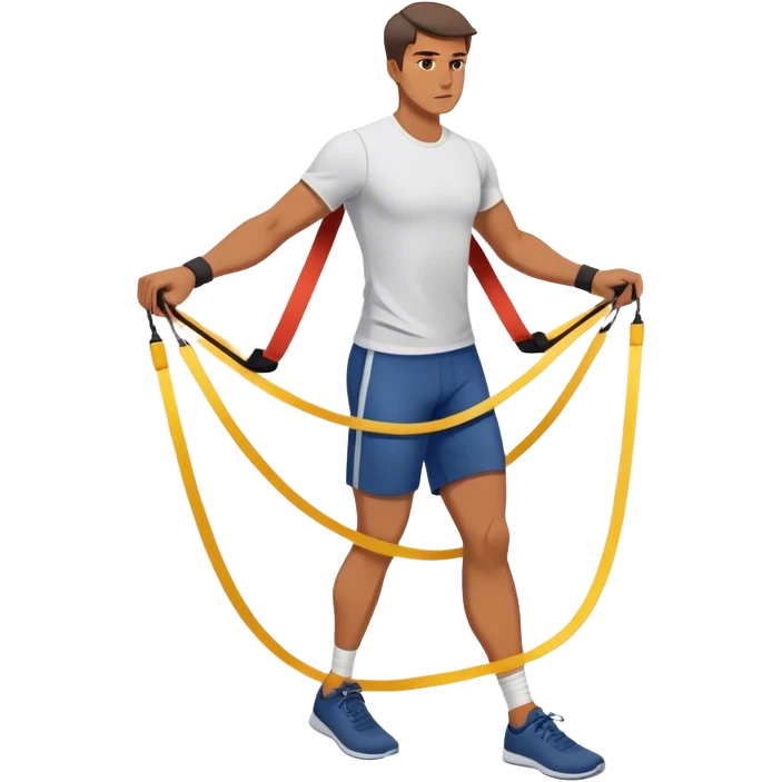 man stepping on resistance band emoji