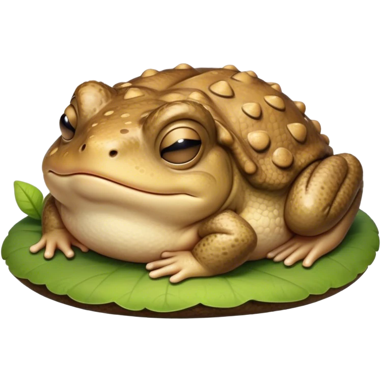 Meme-Worthy Cute Sleeping Toad Portrait Emoji, Head resting peacefully with a contented smile, showcasing a stout, textured body with softly closed eyes in serene, restful slumber, Simplified yet adorably endearing features, highly detailed, glowing with a soft, drowsy woodland light, high shine, relaxed and utterly lovable, stylized with an air of playful laziness, soft glowing outline, capturing the essence of a sleeping toad that feels destined to become the next viral icon of adorable rest! emoji