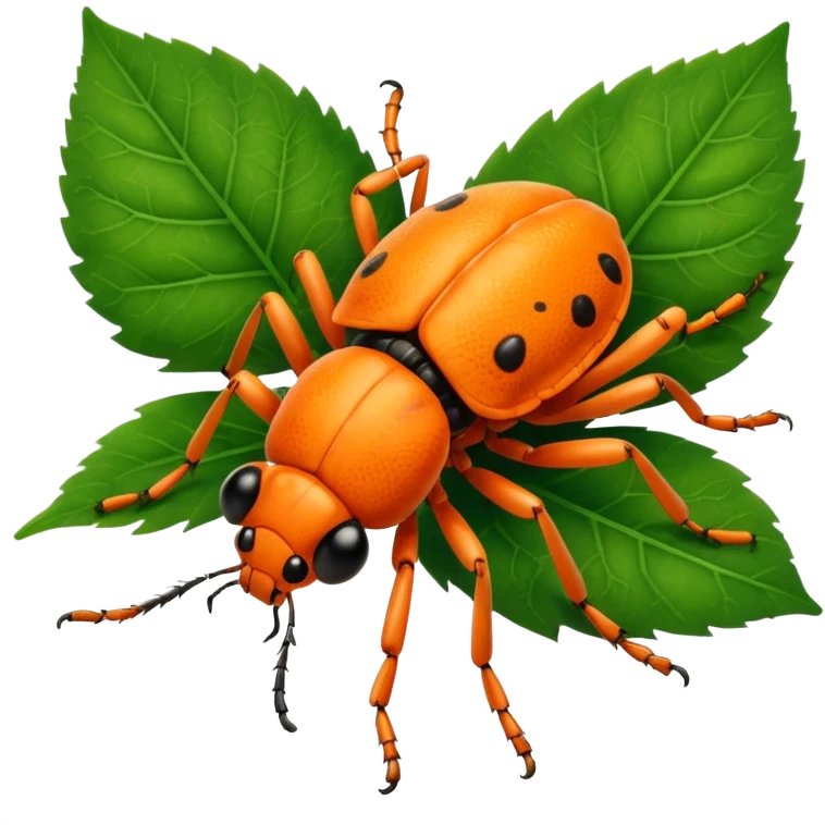 cute orange bug on leaf emoji