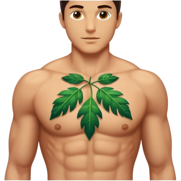 close up male abs and chest with leaf shadows and crystal reflections emoji