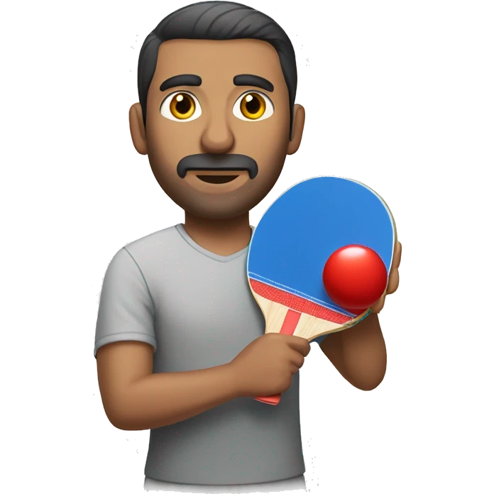 Turkish man with short hair holding a ping pong bat emoji