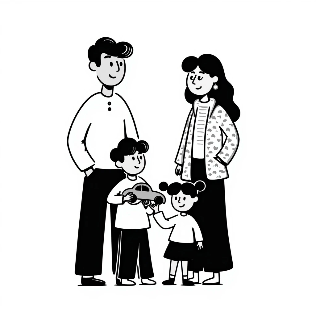 a white family with three children, a boy and two girls emoji