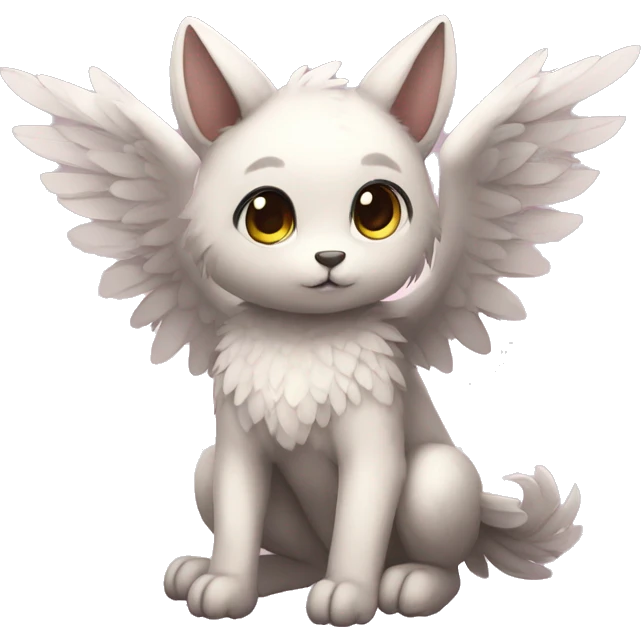 Anthro shy cute kawaii winged animal hybrid full body emoji