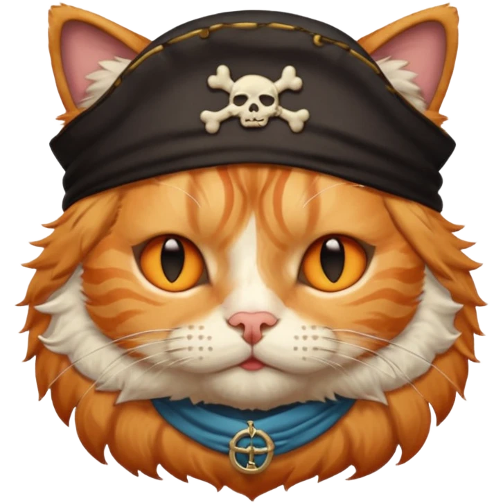 pirate cat with one closed eye with eyeband emoji