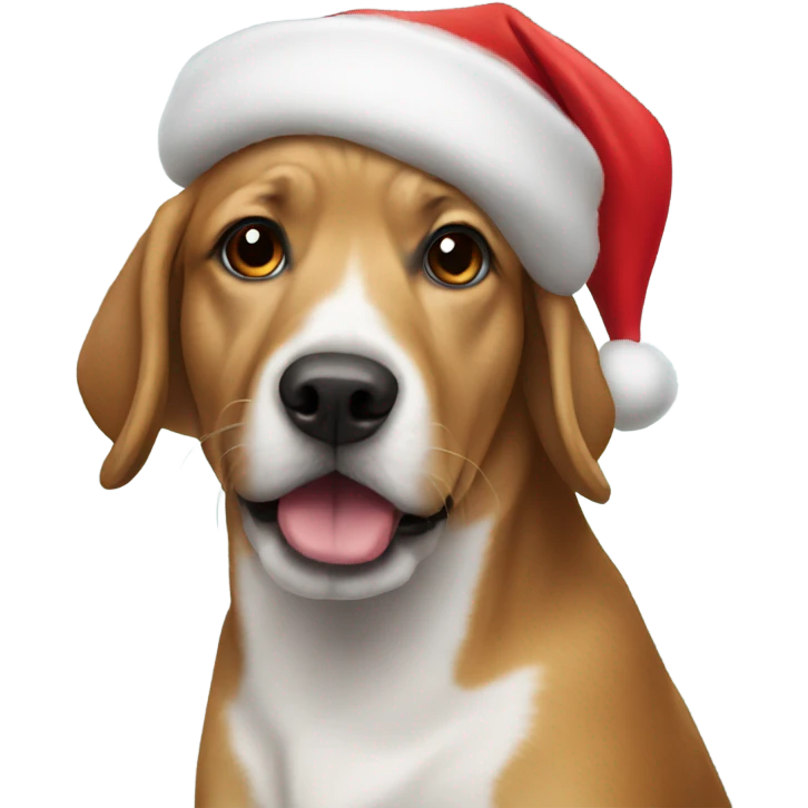 Dog wearing Santa hat emoji