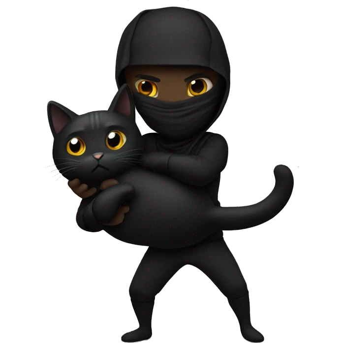 Black Ninja huging a black cat emoji