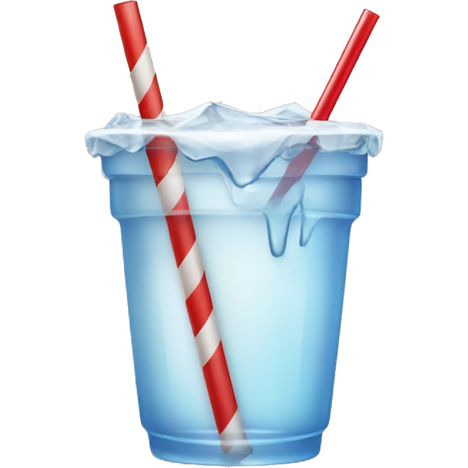 a water cup, with ice in it, and a red and white straw, transparent background emoji