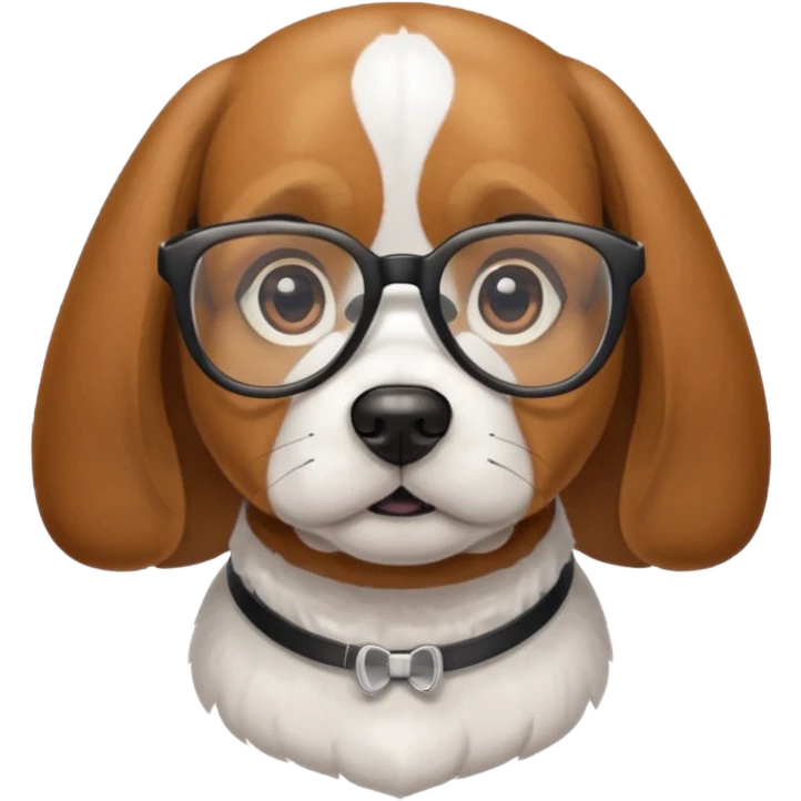 beagle dog as a nerd emoji
