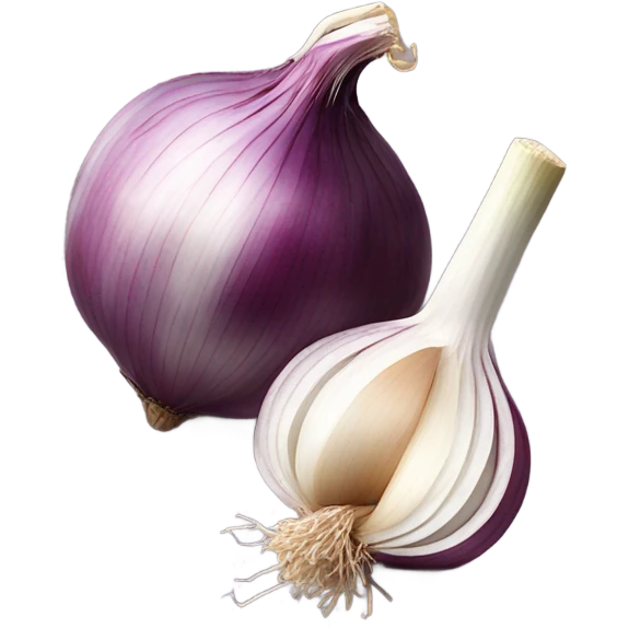 A garlic cooking an onion emoji