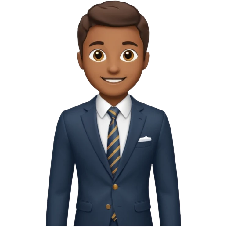 Young man, brown skin, tailored trousers, suit jacket, and tie

 emoji