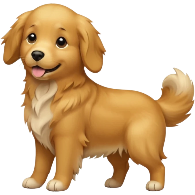 Golden retriever, wagging its tail emoji