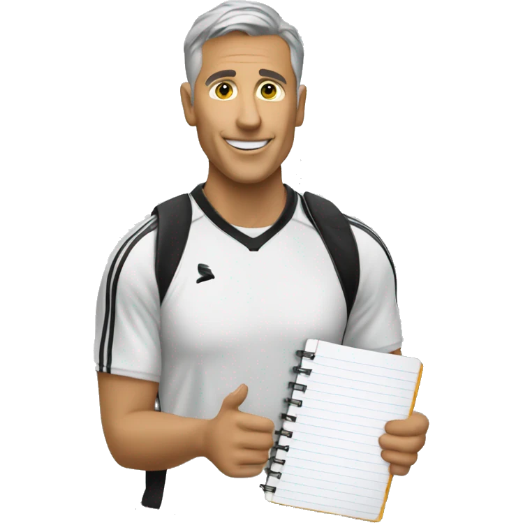 soccer coach with notebook emoji