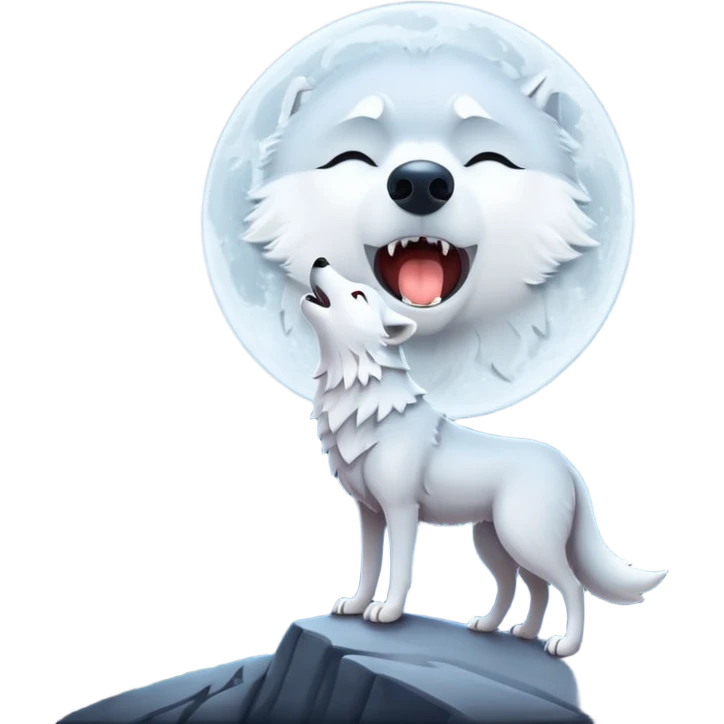 white wolf howling in full moon emoji