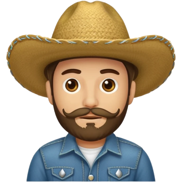 Un muchacho con sombrero vaquero y con barba completa emoji