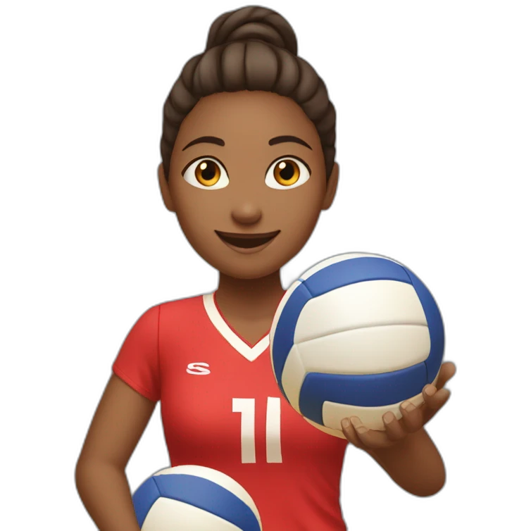 Girl playing volleyball in red jersey and smatch the ball emoji