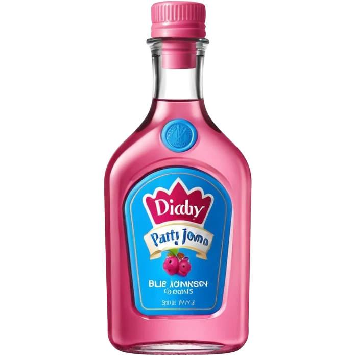 bottle of oil blue top pink outside with logo that says Diddy Party oil Johnson and Johnson  brand with a smiling berry on top emoji