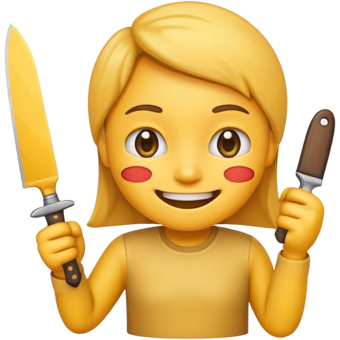normal smile emoji 🙂 holding knife emoji in right hand emoji