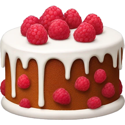 cake with white frosting and raspberries emoji
