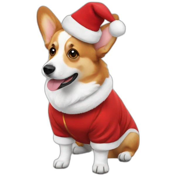 corgi dress as santa emoji