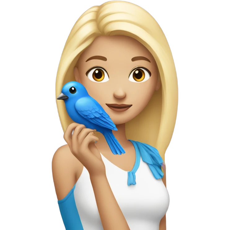 Blonde Girl with blue bird on her hand  emoji