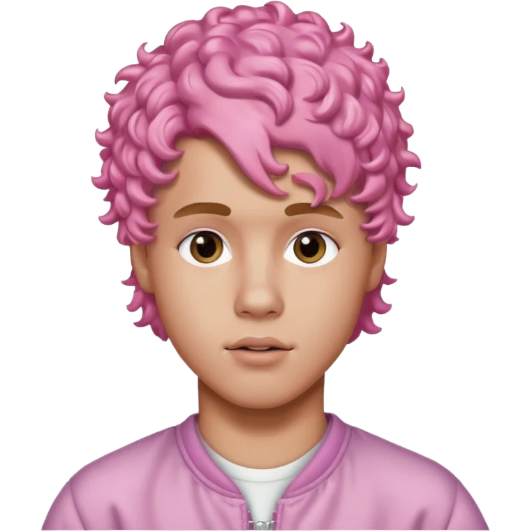 justin bieber with pink curly hair emoji