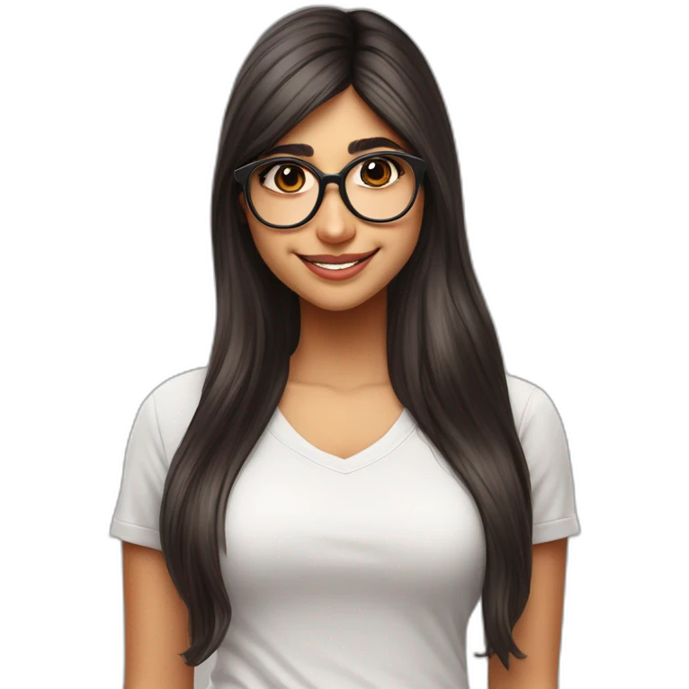 Mia Khalifa lookibg pretty smiling Abella Danger emoji