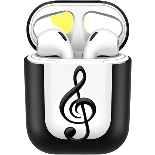 airpods in a treble clef themed case emoji