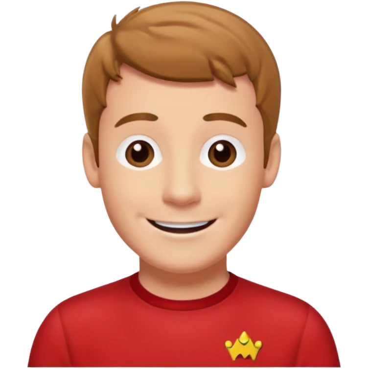 Murray Wiggle of The Wiggles with light skin, light brown hair, brown eyes, red skivvy shirt emoji