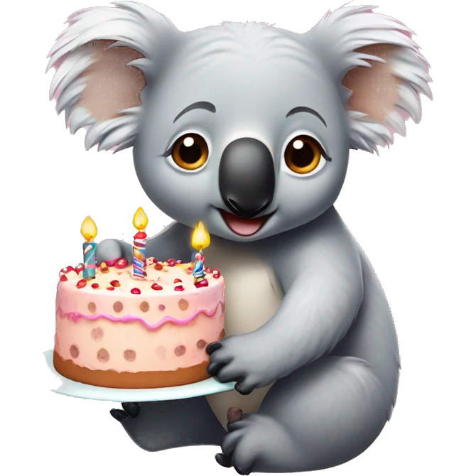 Koala with birthday cake emoji