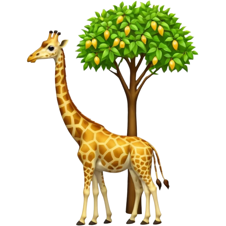 giraffe eating leaves from a tree emoji