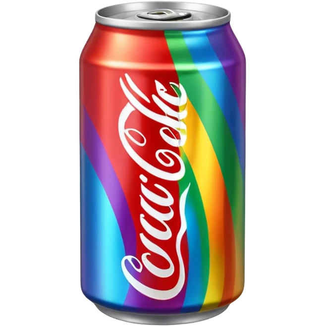 Rainbow colored coke can emoji