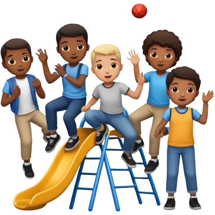 Group of African American kids playing on school playground in urban neighborhood emoji