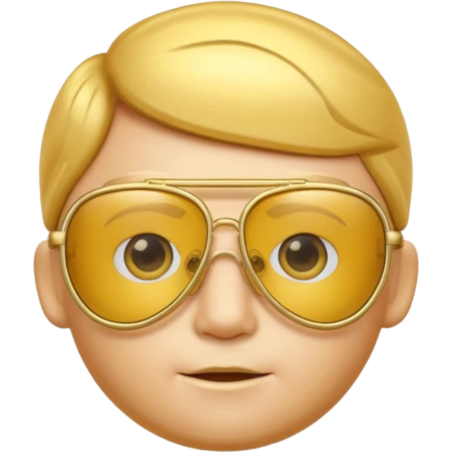 A 3D cartoon golden-yellow aviator Glasses, metallic frame with clear lenses, gentle highlights, Memoji-style. only glasses emoji