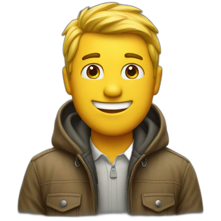 happy guy in jacket emoji