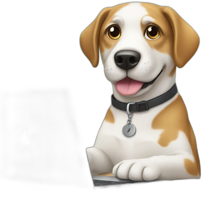 dog work use laptop at desk emoji
