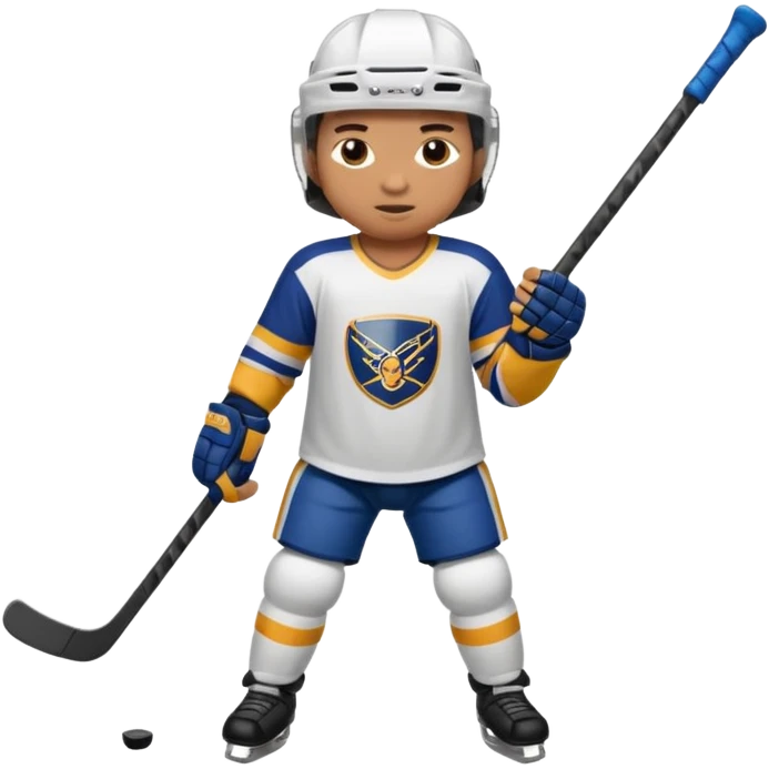 Hockey player with stick, full body emoji