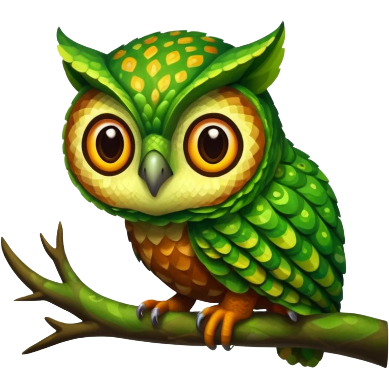 Fusion of owl and chameleon emoji
