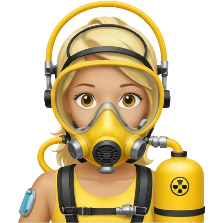 scuba diving girl blonde with yellow oxygen tank emoji