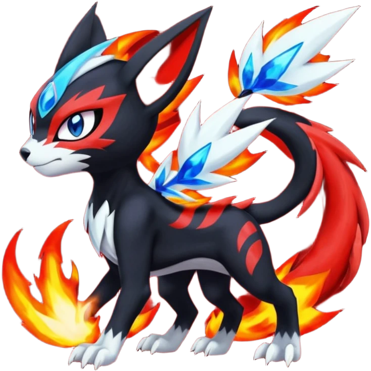 Shiny Meloetta-Litten-Guilmon-Darkrai-Pokémon-Fakémon-fusion-hybrid-creature emoji