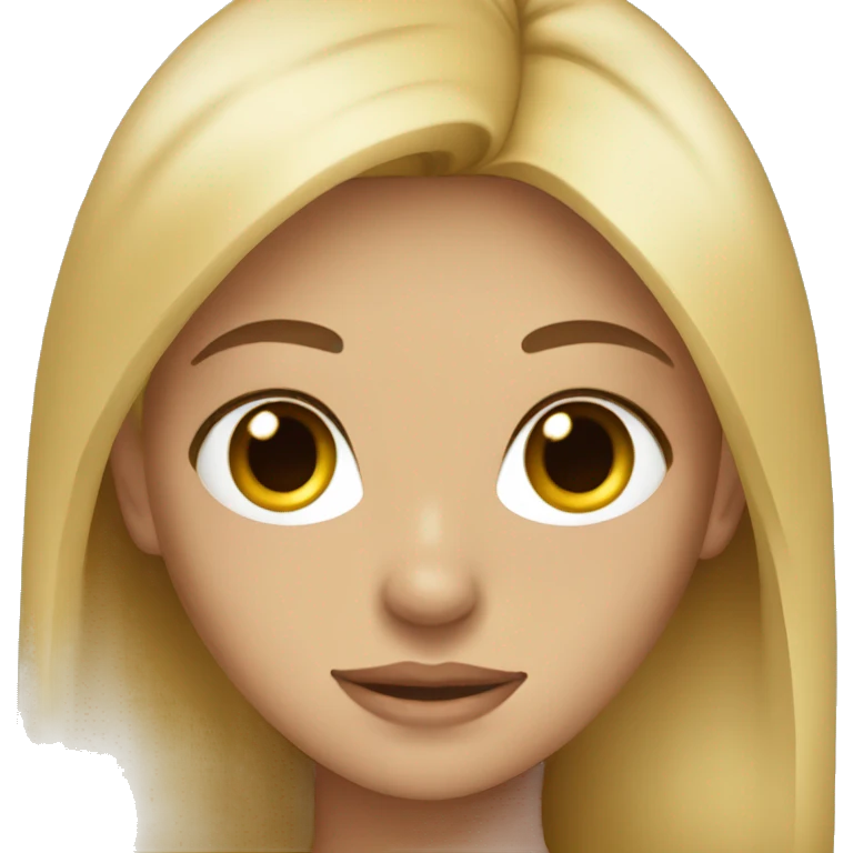A blonde girl with brown eyes, gratefull  emoji
