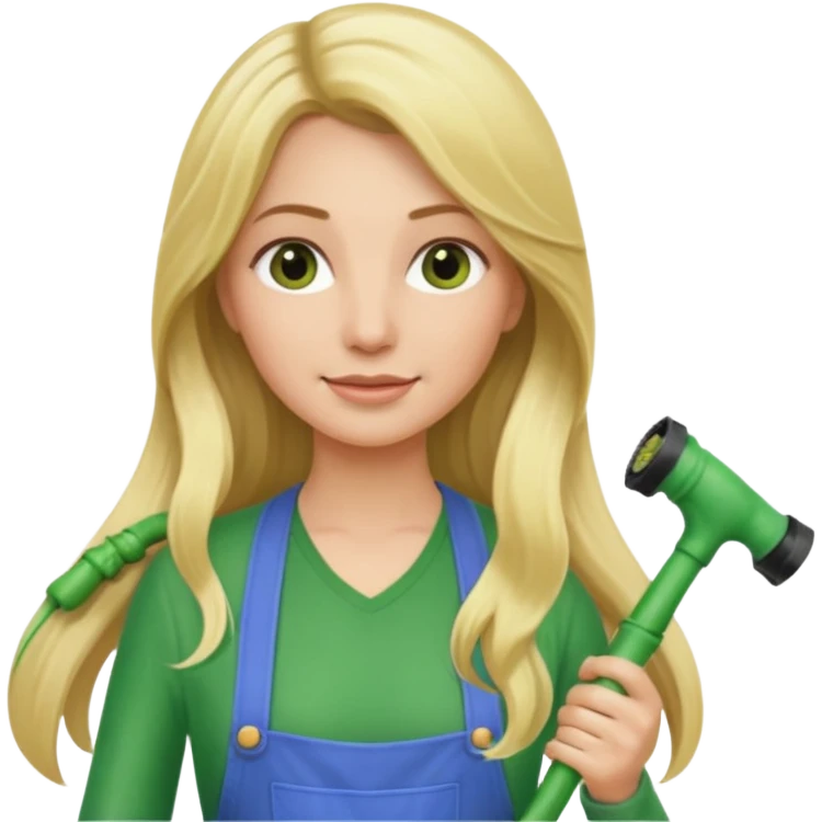 blonde long hair female gardener hose emoji