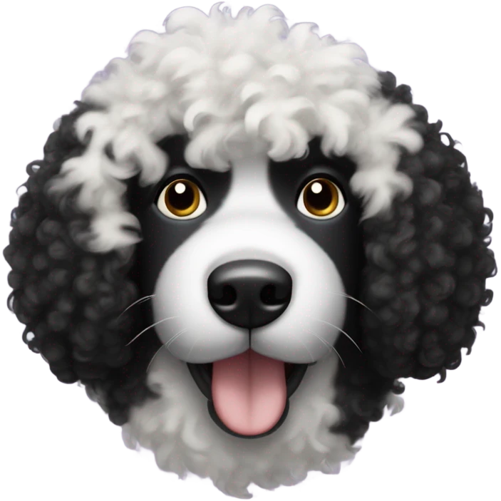 Black curly dog face with white snot emoji